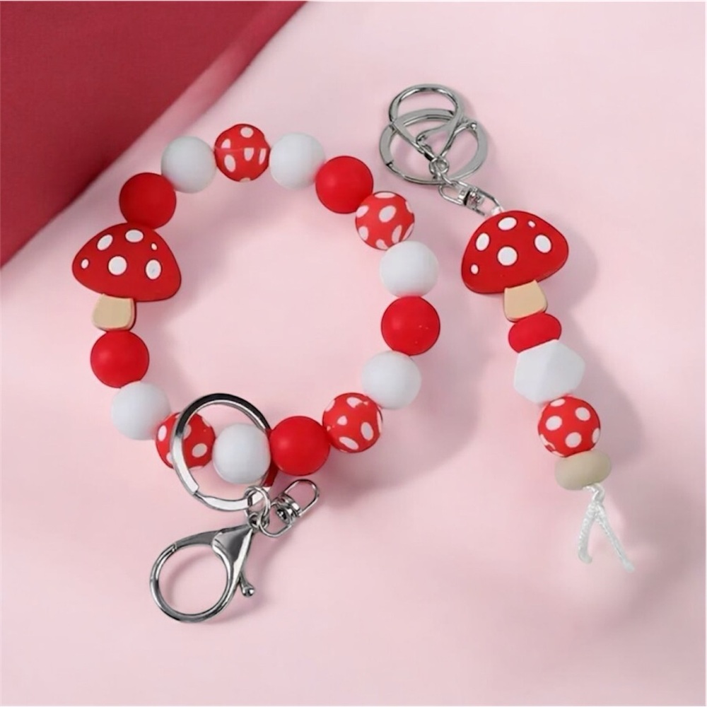 New Soft silicone beaded keychain wristlet Set